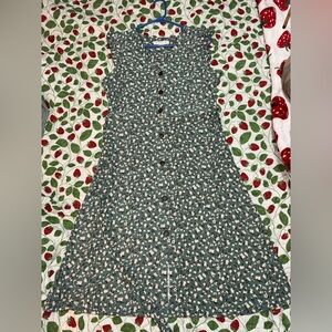 Monteau Teal Dress with White and Pink Floral Pattern